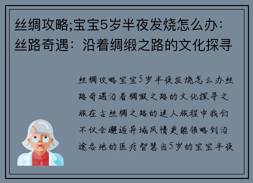 丝绸攻略;宝宝5岁半夜发烧怎么办：丝路奇遇：沿着绸缎之路的文化探寻之旅